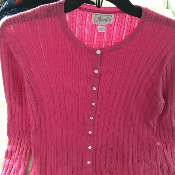 FOXCROFT Pink Button Down Supima Cardigan Sweater - Picture 7 of 16